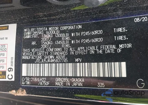 2021 Toyota 4Runner Nightshade Special Edition z USA, uszkodzony, nr VIN JTEJU5JR4M5837745